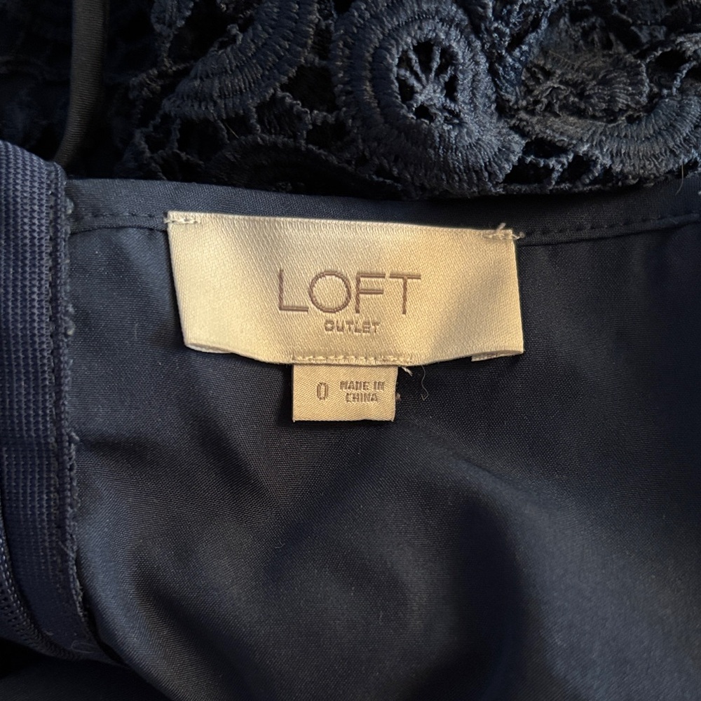 LOFT Outlet Navy Lace Mini Dress - Picture 2 of 5